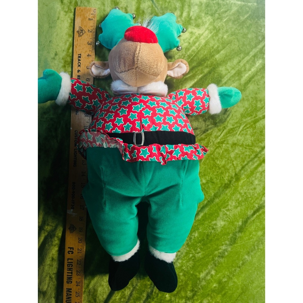 Home for the Holidays Jingle Christmas Reindeer Plush Decor Red Green kitsch 90s - Picture 3 of 7